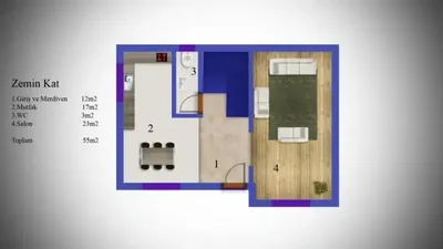 Çelik Ev 104 m² kat planı