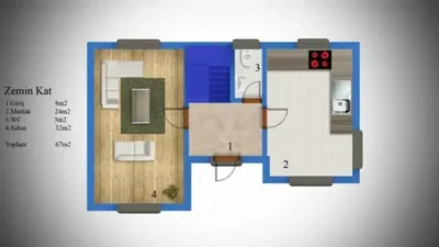 Çelik Ev 140 m² kat planı