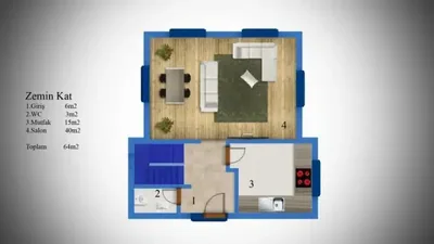 Çelik Ev 146 m² kat planı