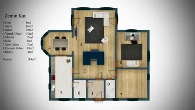 Çelik Ev 174 m² kat planı