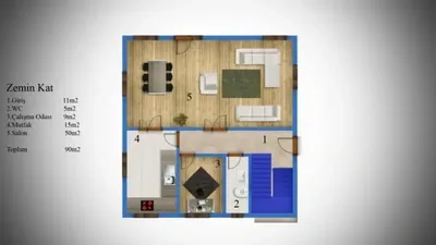 Çelik Ev 176 m² kat planı