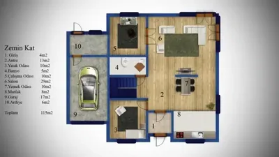 Çelik Ev 194 m² kat planı
