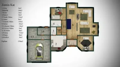 Çelik Ev 232 m² kat planı