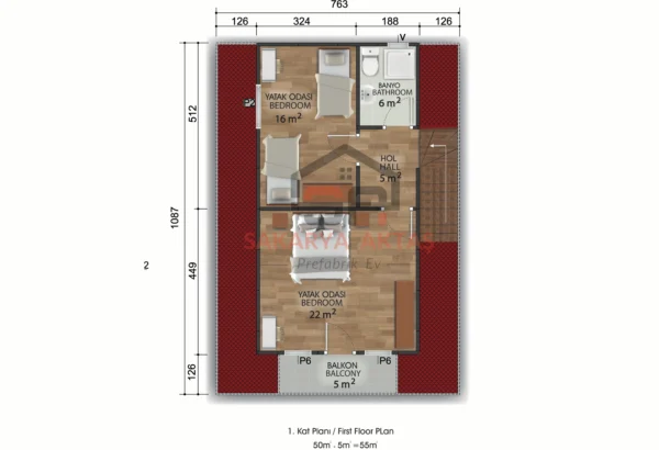 Çift Katlı Prefabrik Ev 134 m2 PLAN (1)