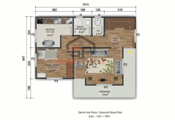 Çift Katlı Prefabrik Ev 142 m2 PLAN