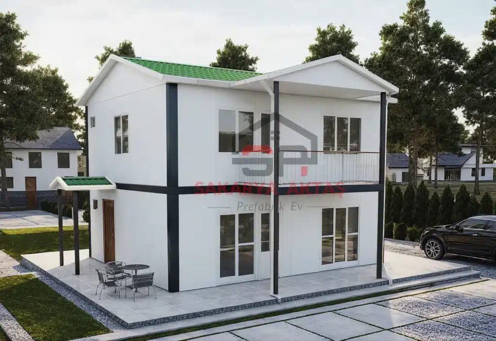 cift katli prefabrik ev uc arti bir 114 metre kare